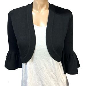 Eliza J Black Cropped Bolero Open Cardigan Shrug Knit Sweater Size S Small NWT